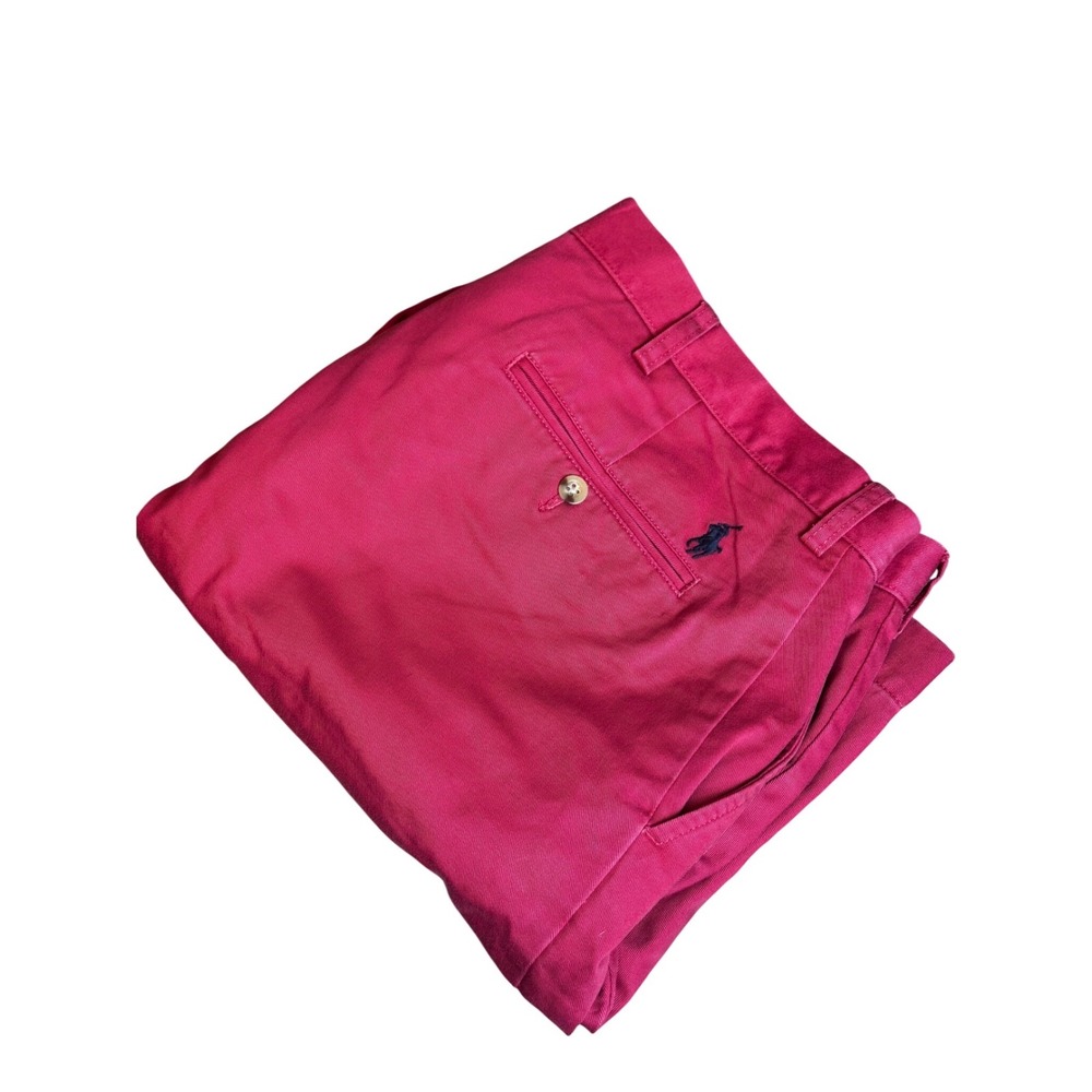 Polo Ralph Lauren Chino Shorts Mens 40 Red Cotton Classic Fit Pony Logo Summer